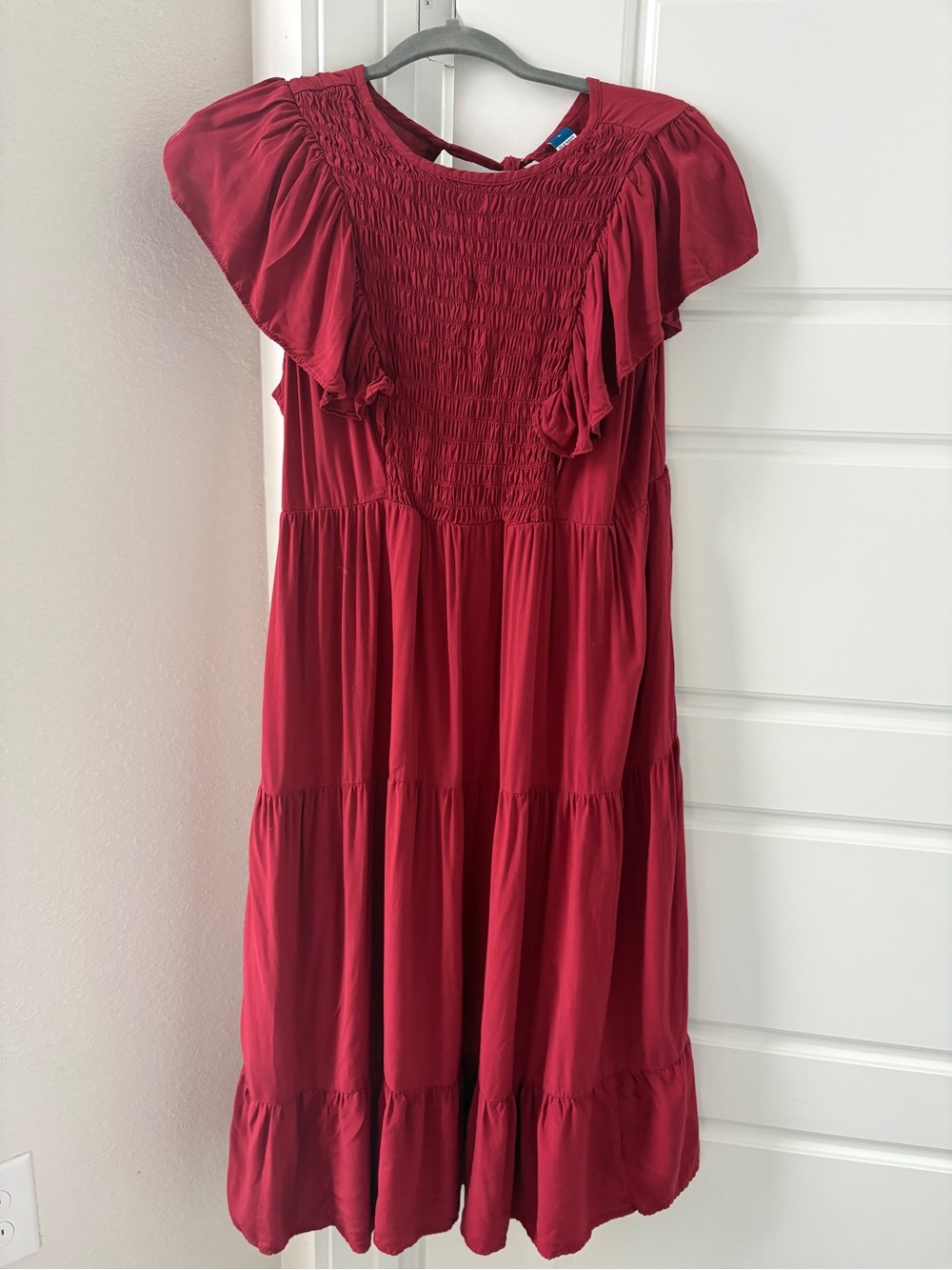 Old Navy Red Tiered Smocked Midi Dress